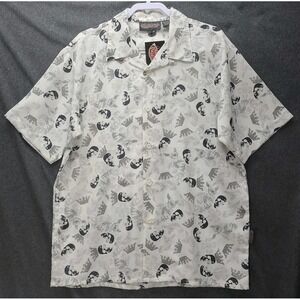 Sapphire Lounge Mens Button Loop Short Sleeve Shirt with Skulls Crowns and Roses